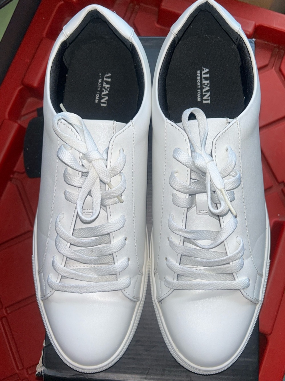 Alfani White Leather Low-Top Men's Sneakers